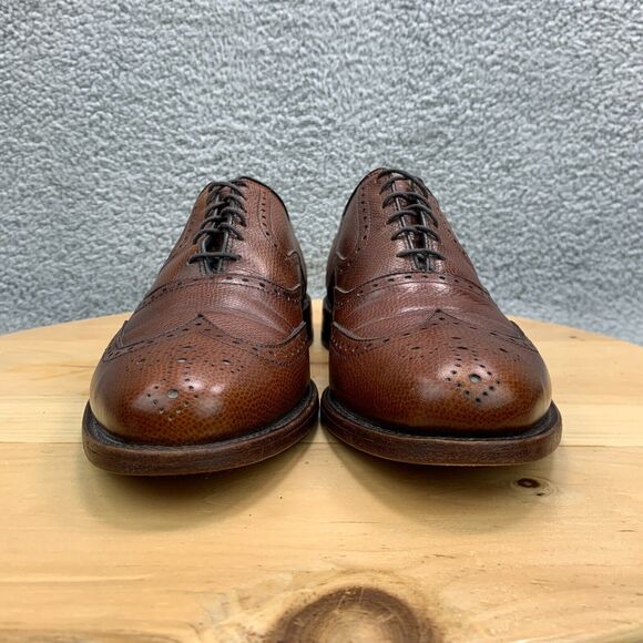 Allen Edmonds McClain Mens Size 9 Shoes Leather Wingtip Brogue Oxfords Brown - Picture 2 of 9